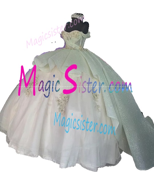 Iridescent Thick Glitter Tulle Quinceanera Dress