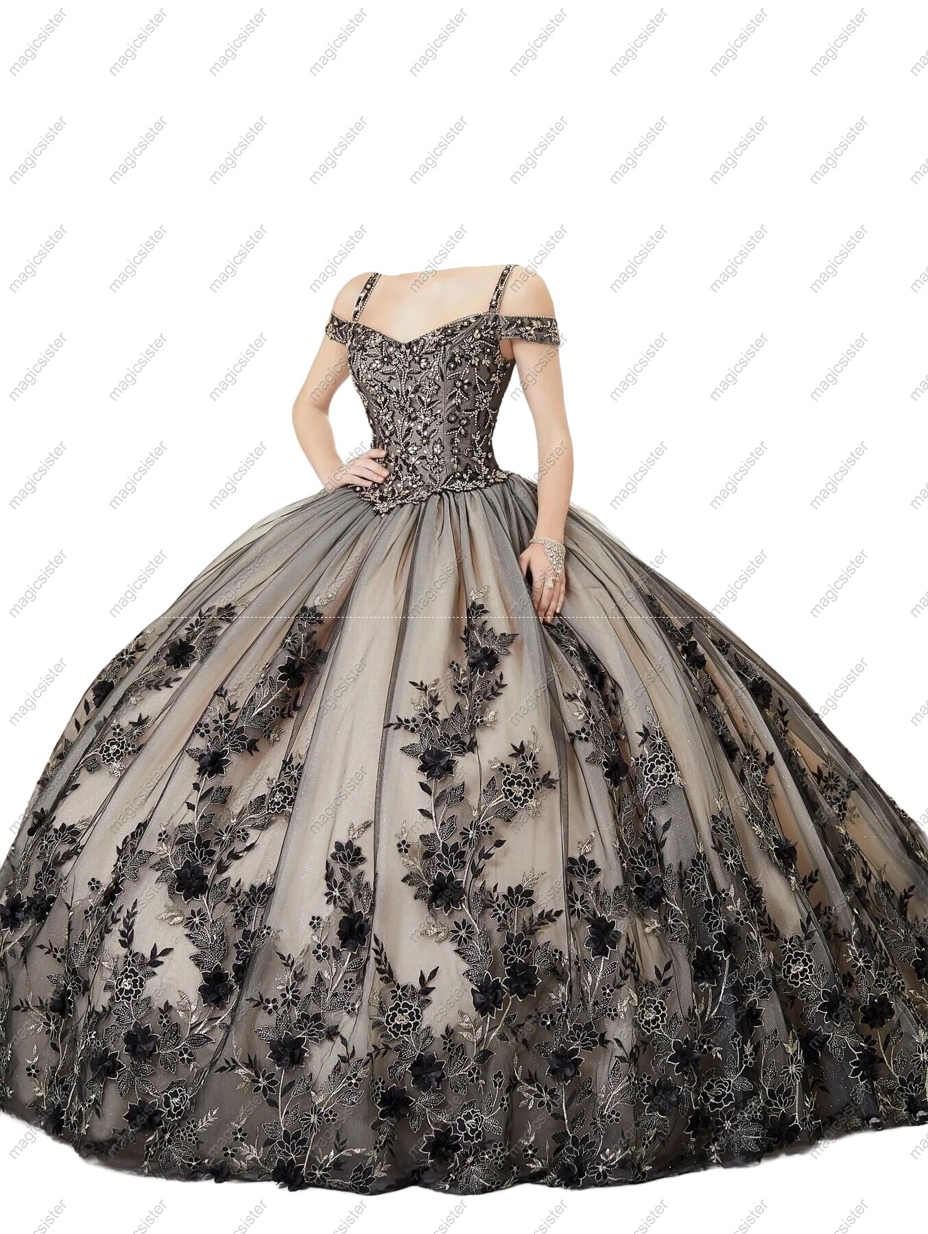 Instock Factory Lace Embroidery Quinceanera Dress