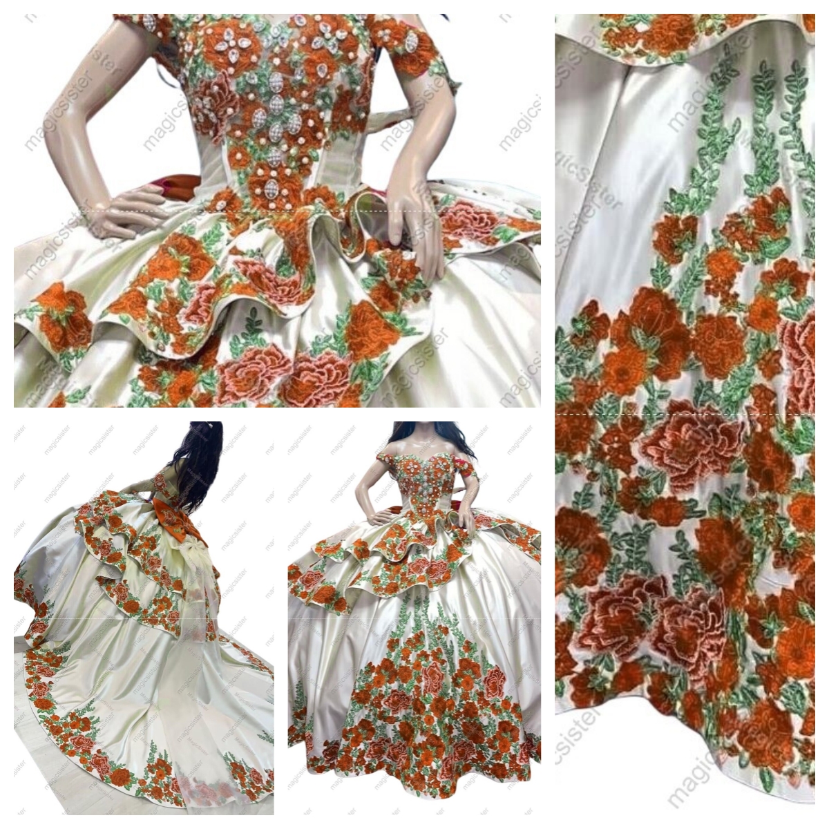 Hotselling Factory Wholesale Embroidery Charro Quinceanera Dress
