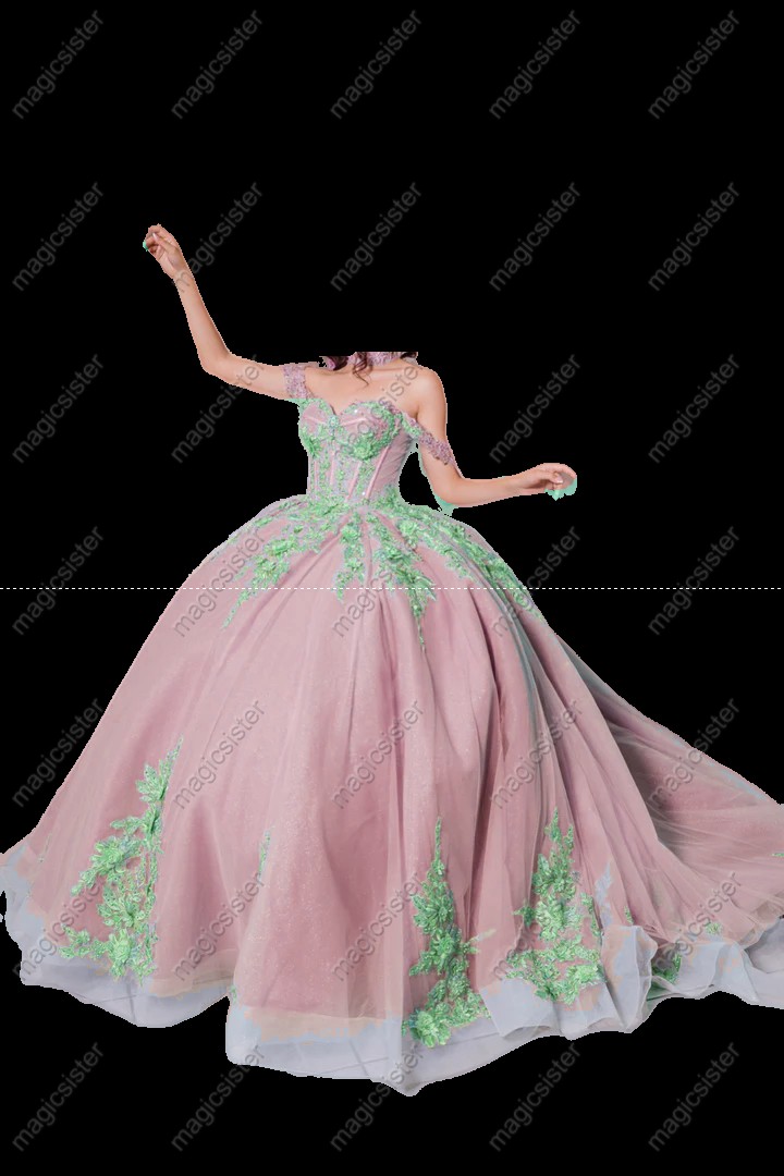 blush Instock Factory 3D Embroidered Floral Quinceanera Dress