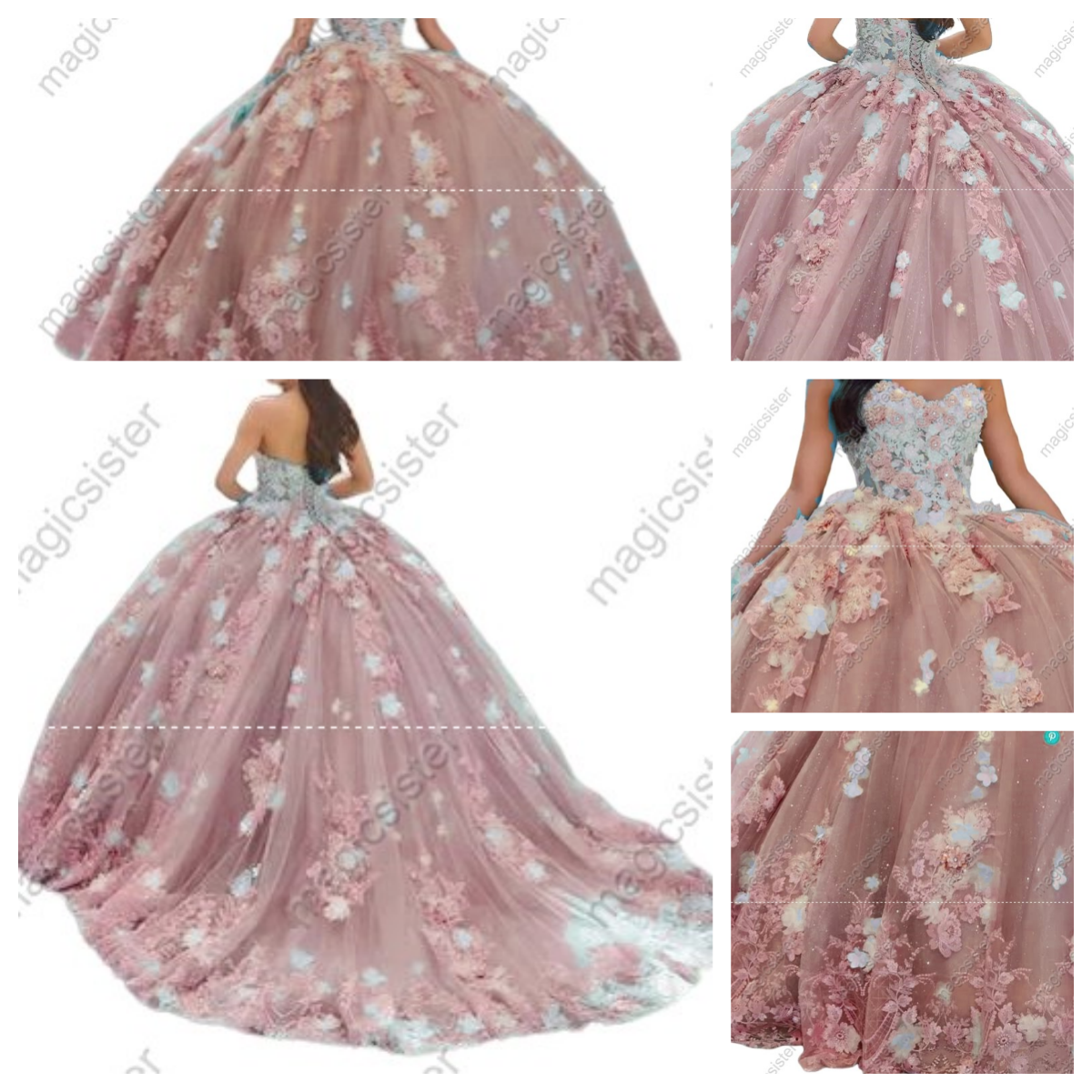 Elegant Instock 3D Flower Quinceanera Dress