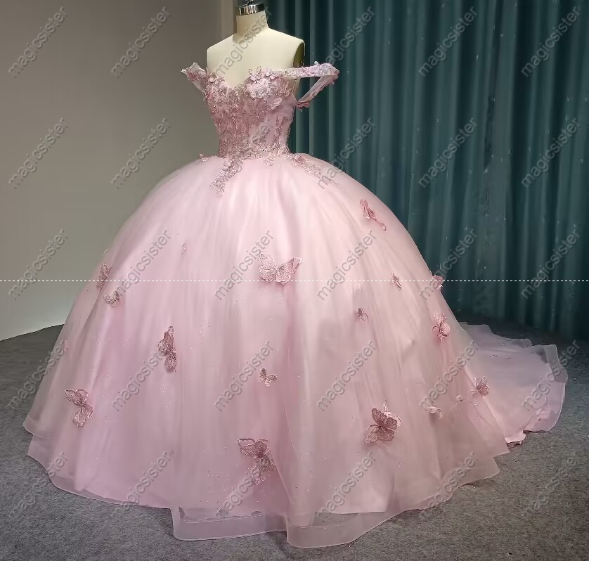 Blush Instock Fairytale Butterfly Quinceanera Dress