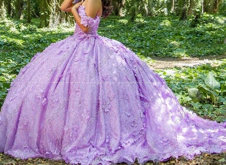 New style Glitter 3D Floral Quinceanera Dress