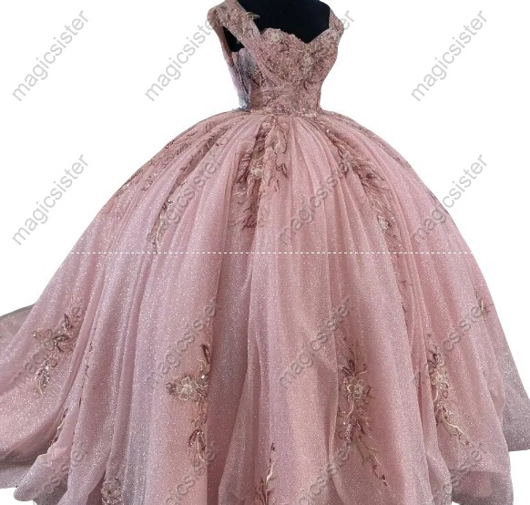 blush Factory Wholesale 3D Flower Pearl Quinceanera Dress