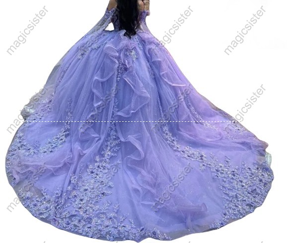 Factory Wholesale Pretty Princess Ruffled Quinceanera Dress