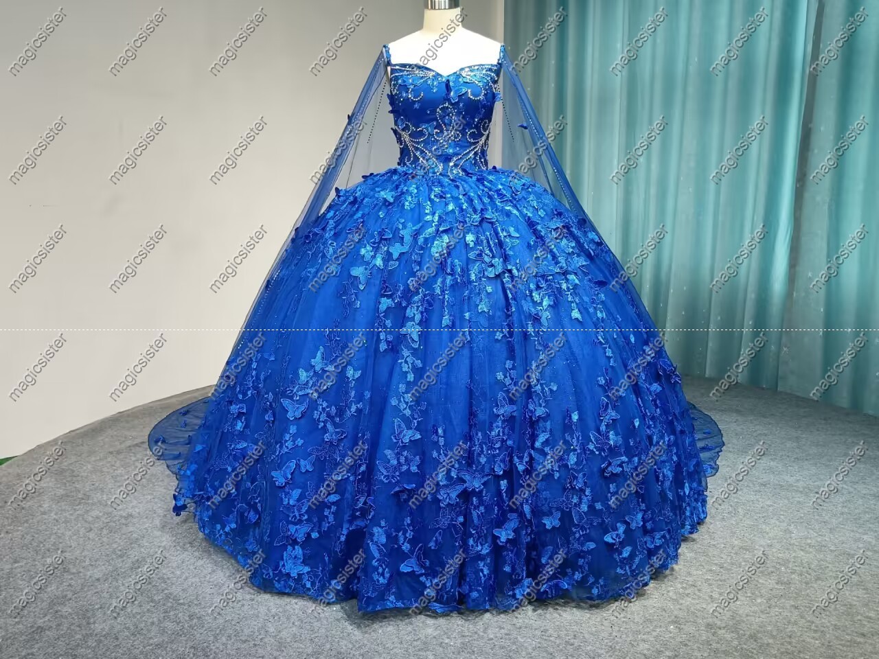 Factory Wholesale Lace Butterfly Quinceanera Dress
