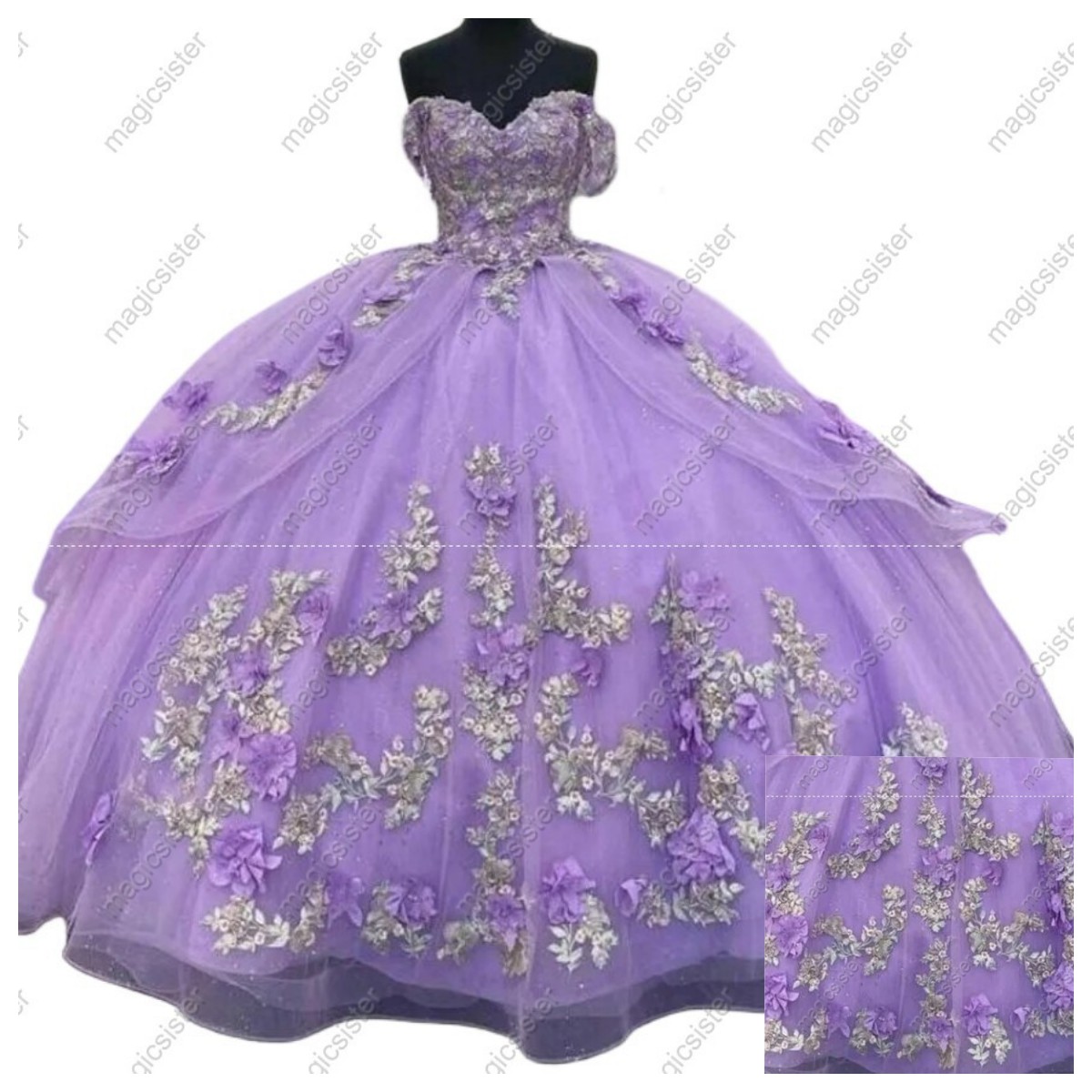 Hot Selling 3D Floral Quinceanera Dress