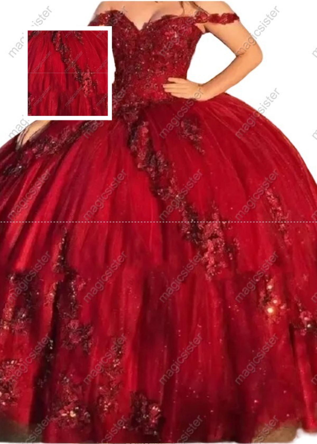 Instock Factory Wholesale 3D Floral Appliques Quinceanera Dress