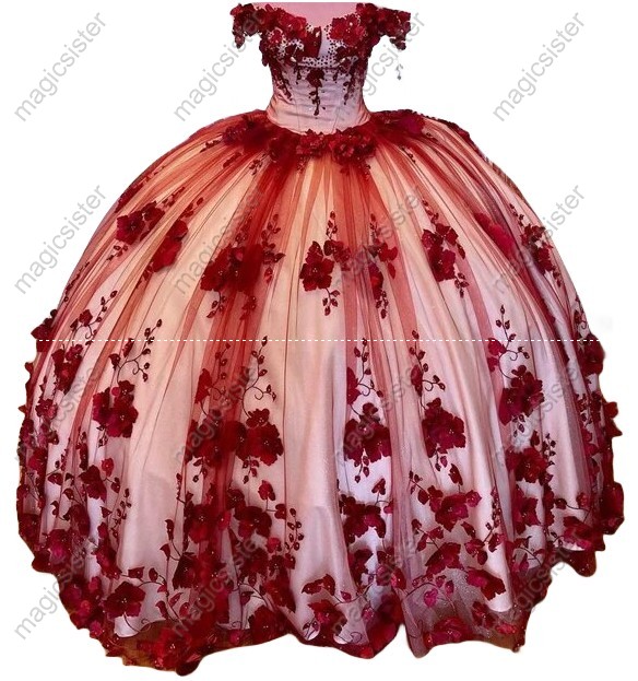 Luxury 3D Flower Quinceanera Dress