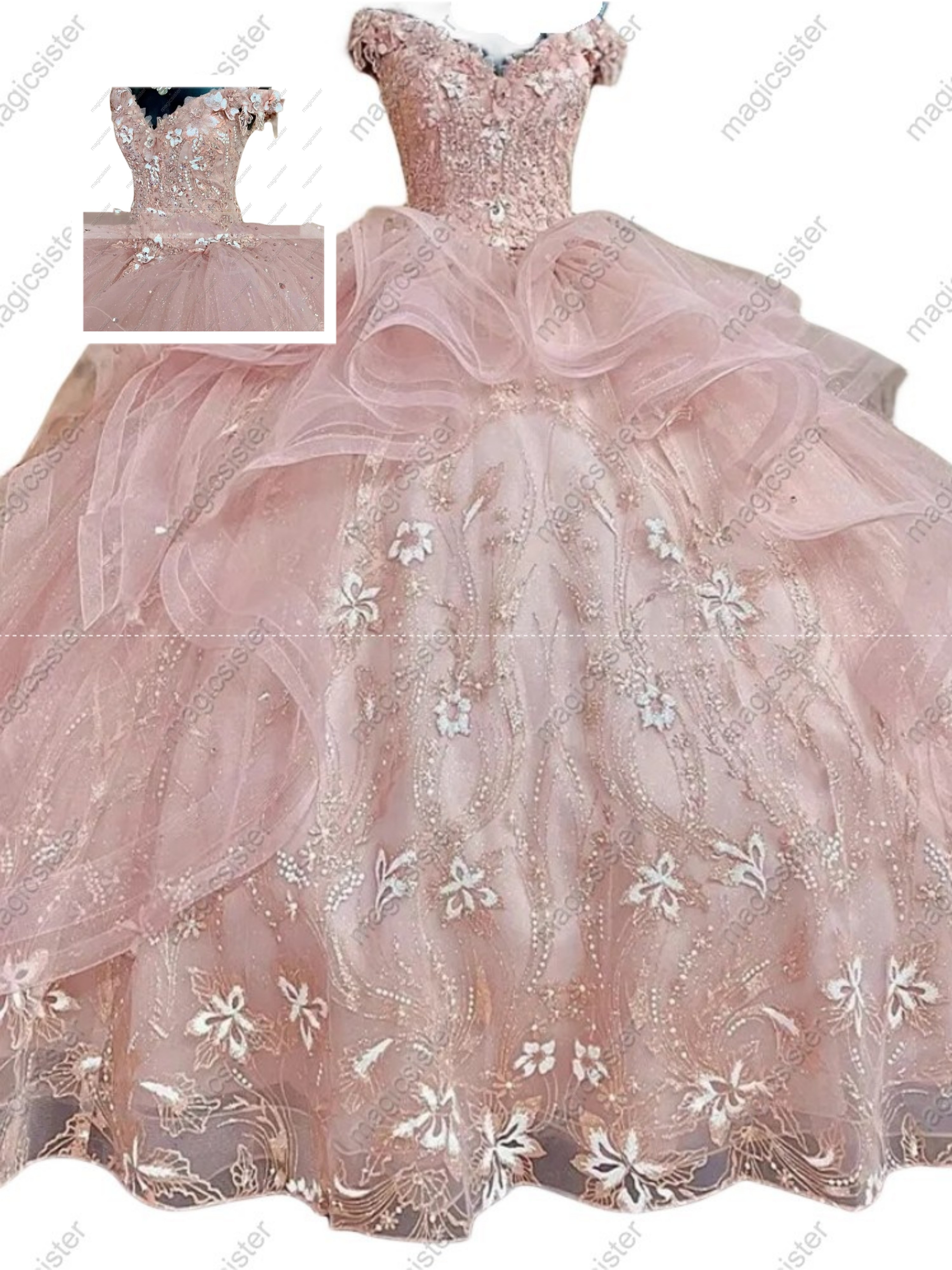 Blush Superhot Glitter Ruffled Quinceanera dresses