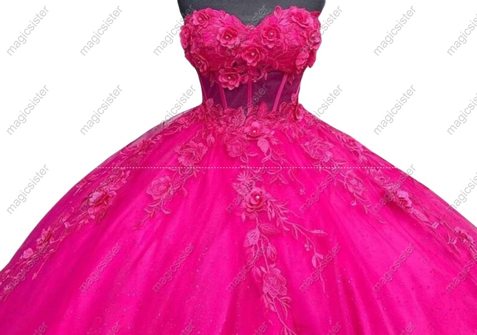 Factory Wholesale Lace Floral Appliques Quinceanera Dress