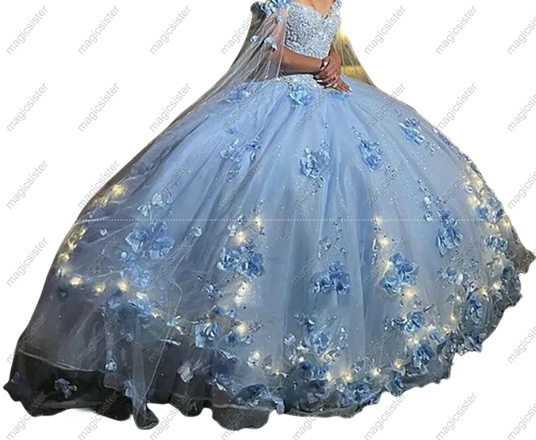 Luxury 3D Floral Quinceanera Dress