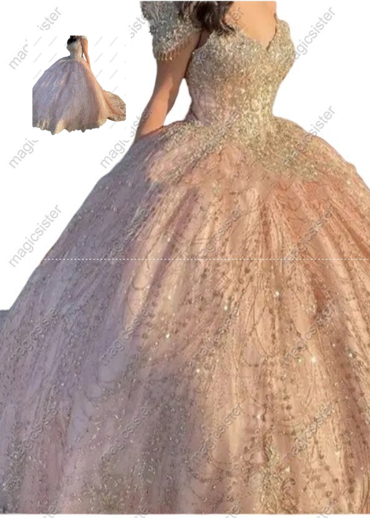 Blush Superhot Glitter Fabric Quinceanera dresses