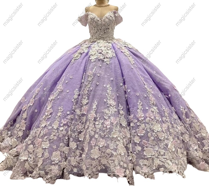 Sweet Princess 3D Flower Quinceanera Dress