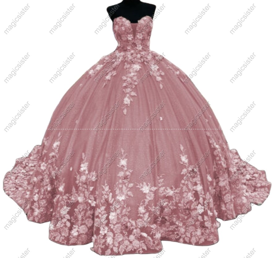 blush Hot Sale 3D Flower Lace Quinceanera Dress
