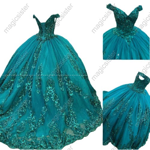 Emerald Green Fashionable Factory Wholesale Sequins Quinceanera Dress