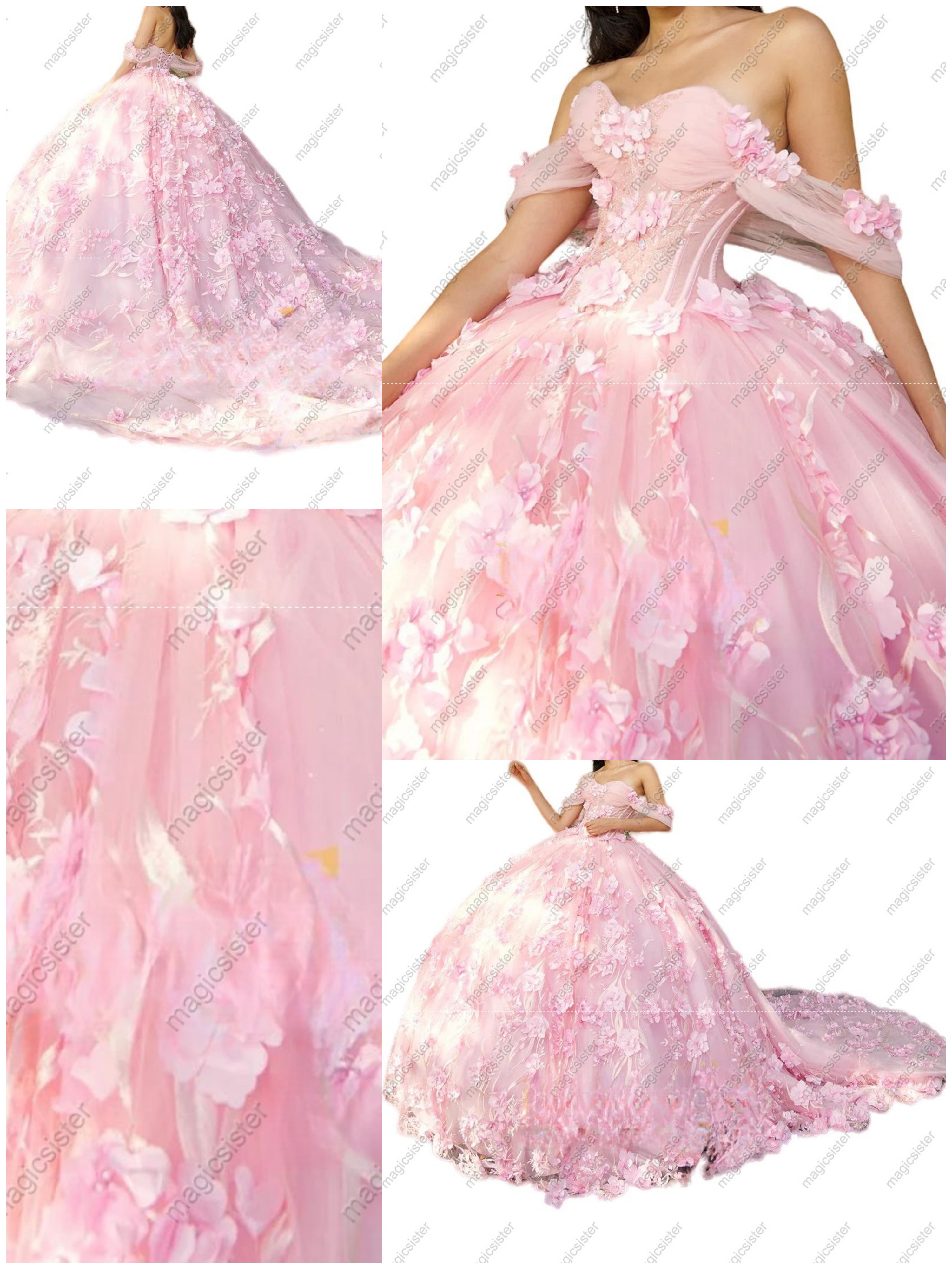 Blush Luxury Factory Wholesale 3D Flower Quinceanera Dress