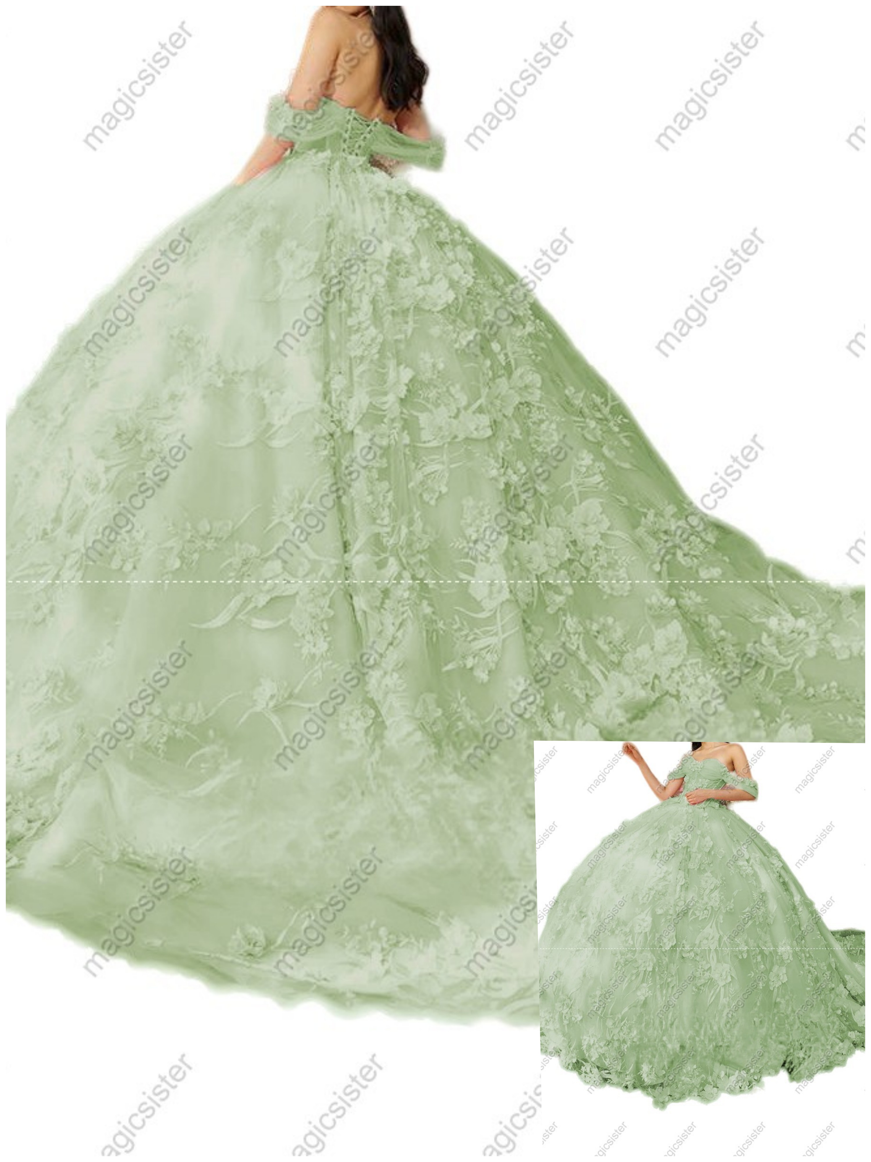 Luxury Factory Wholesale 3D Flower Quinceanera Dress