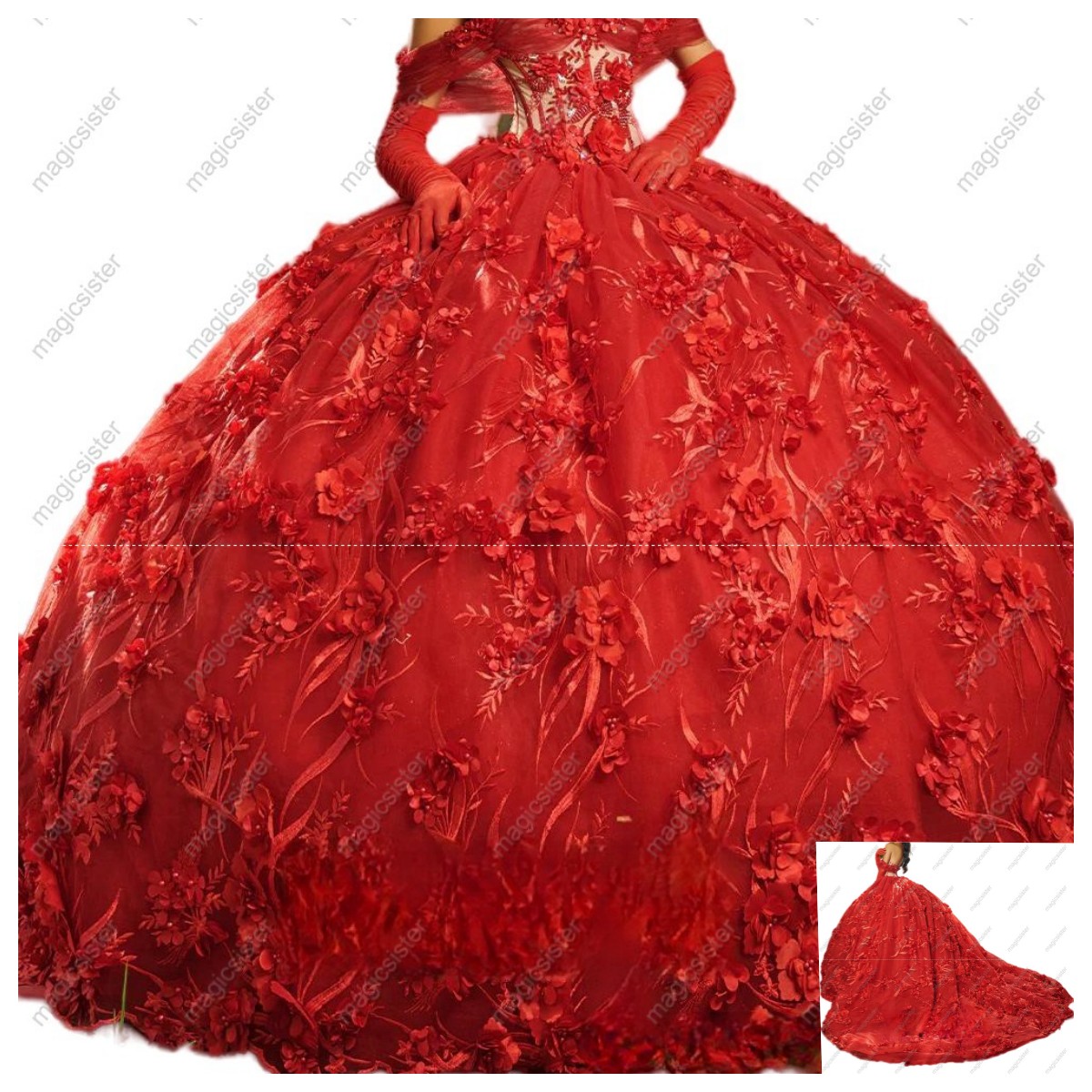 Luxury Factory Wholesale 3D Flower Quinceanera Dress