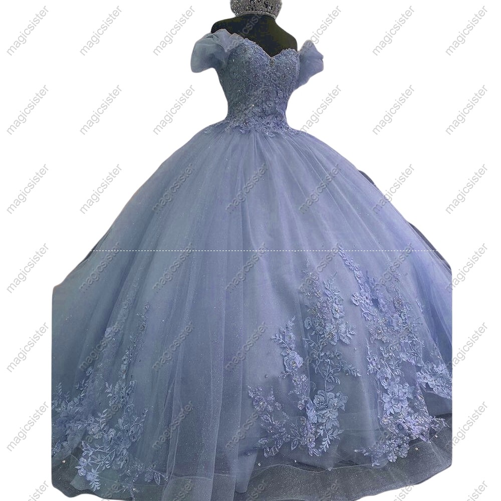 Sparkly Floral Appliques Princess Factory Wholesale Quinceanera Dress