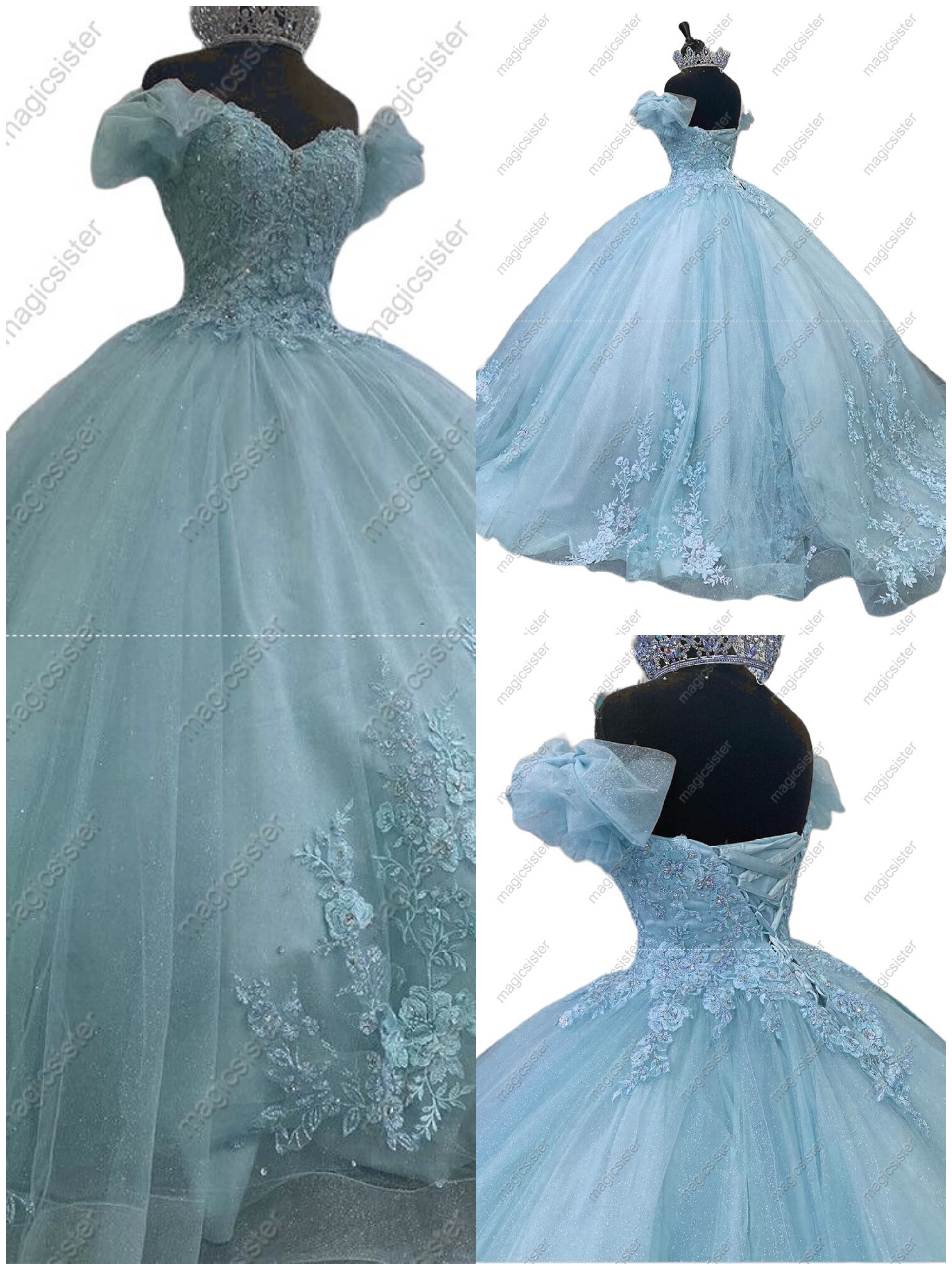 Sparkly Floral Appliques Princess Factory Wholesale Quinceanera Dress