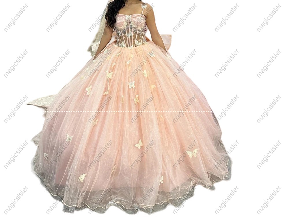 Blush Topselling Factory Wholesale Princess Butterfly Quinceanera Dress