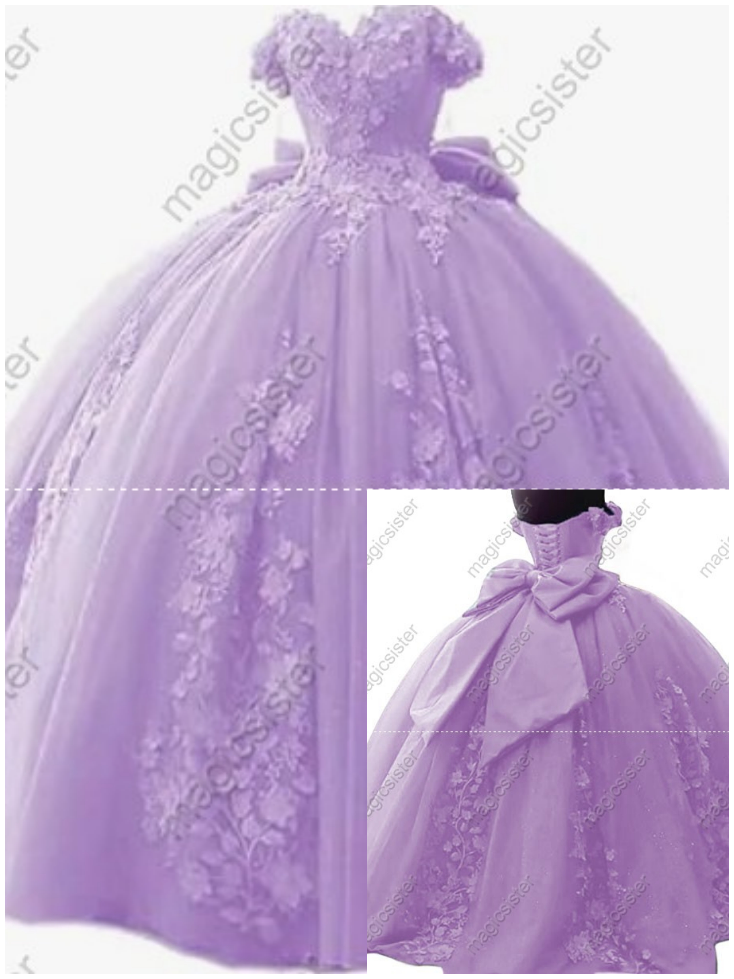 Factory Wholesale 3D Pearls Embroidered Floral Quinceanera Dress