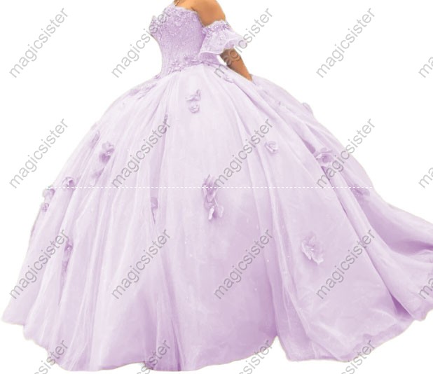 Factory Wholesale Elegant 3D Flower Quinceanera Dress