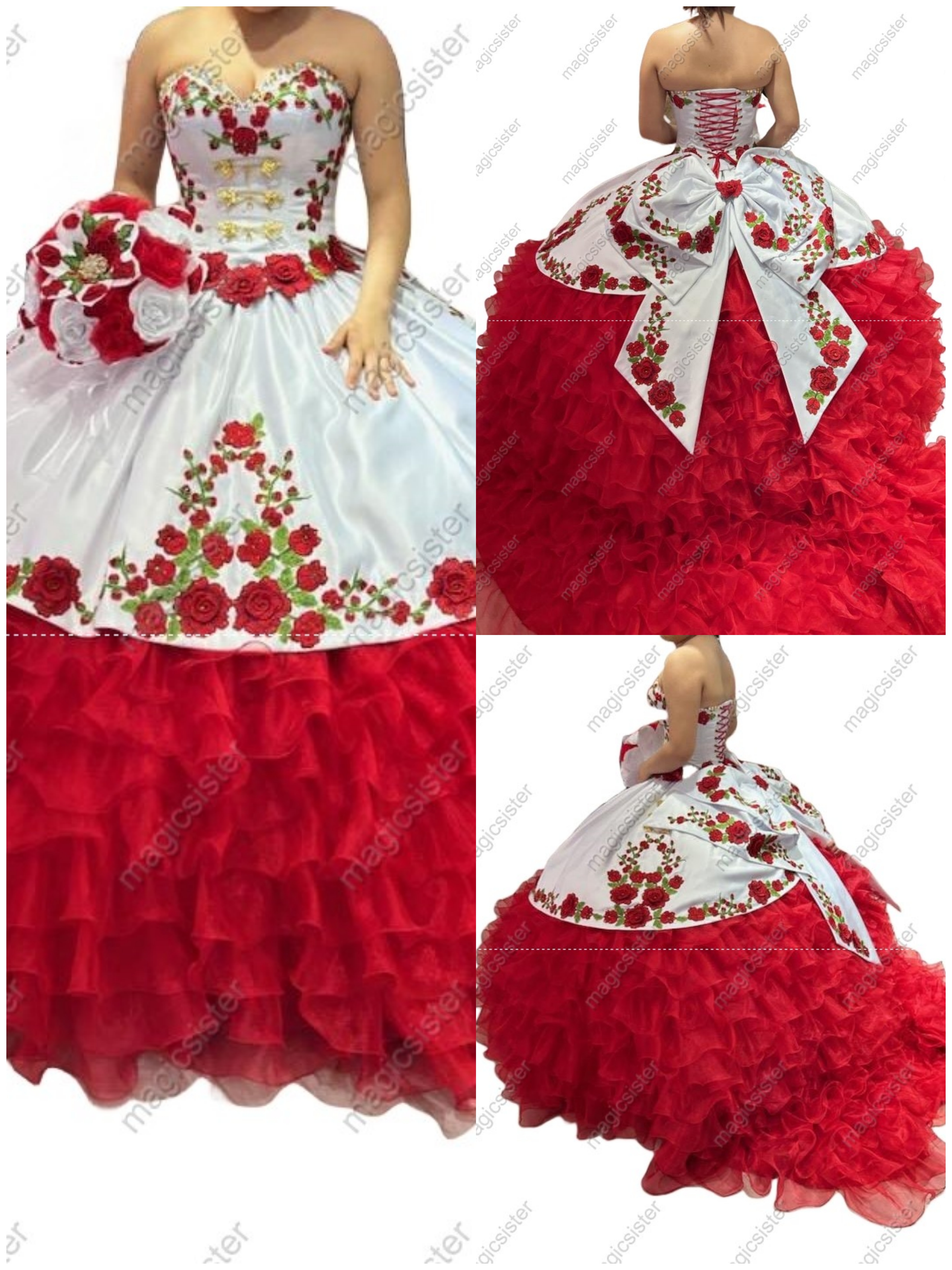 Factory Wholesale Hotselling Embroidery Charro Quinceanera Dress