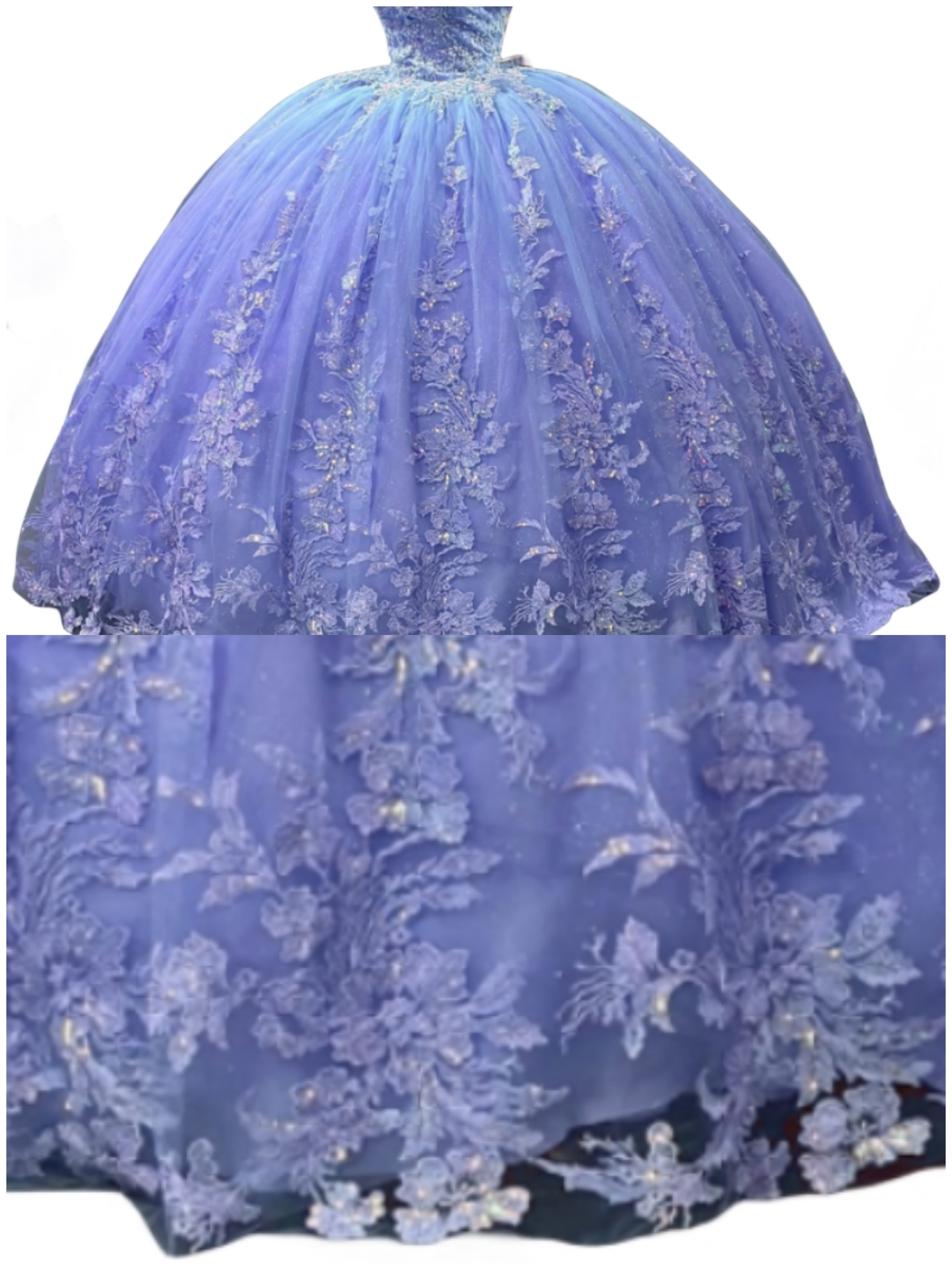 Glitter Factory Wholesale Floral Appliques Quinceanera Dress