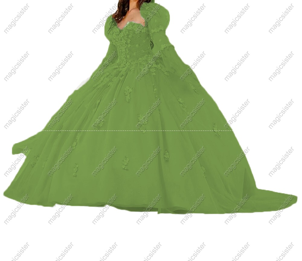 BELL SLEEVE STRAPLESS BALL GOWN
