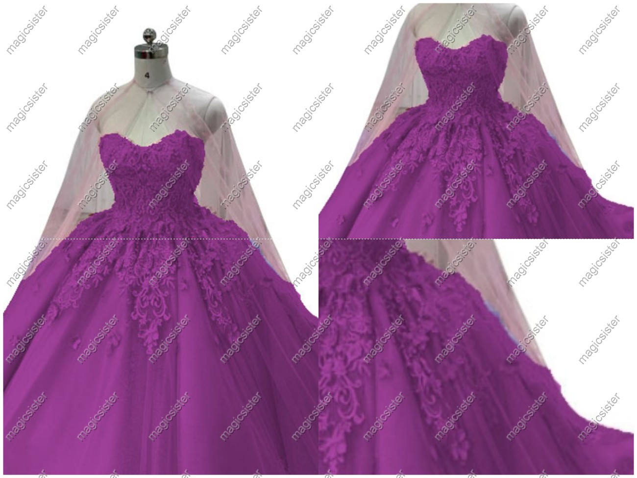 Factory wholesale applique shawl sleeve quinceanera dress