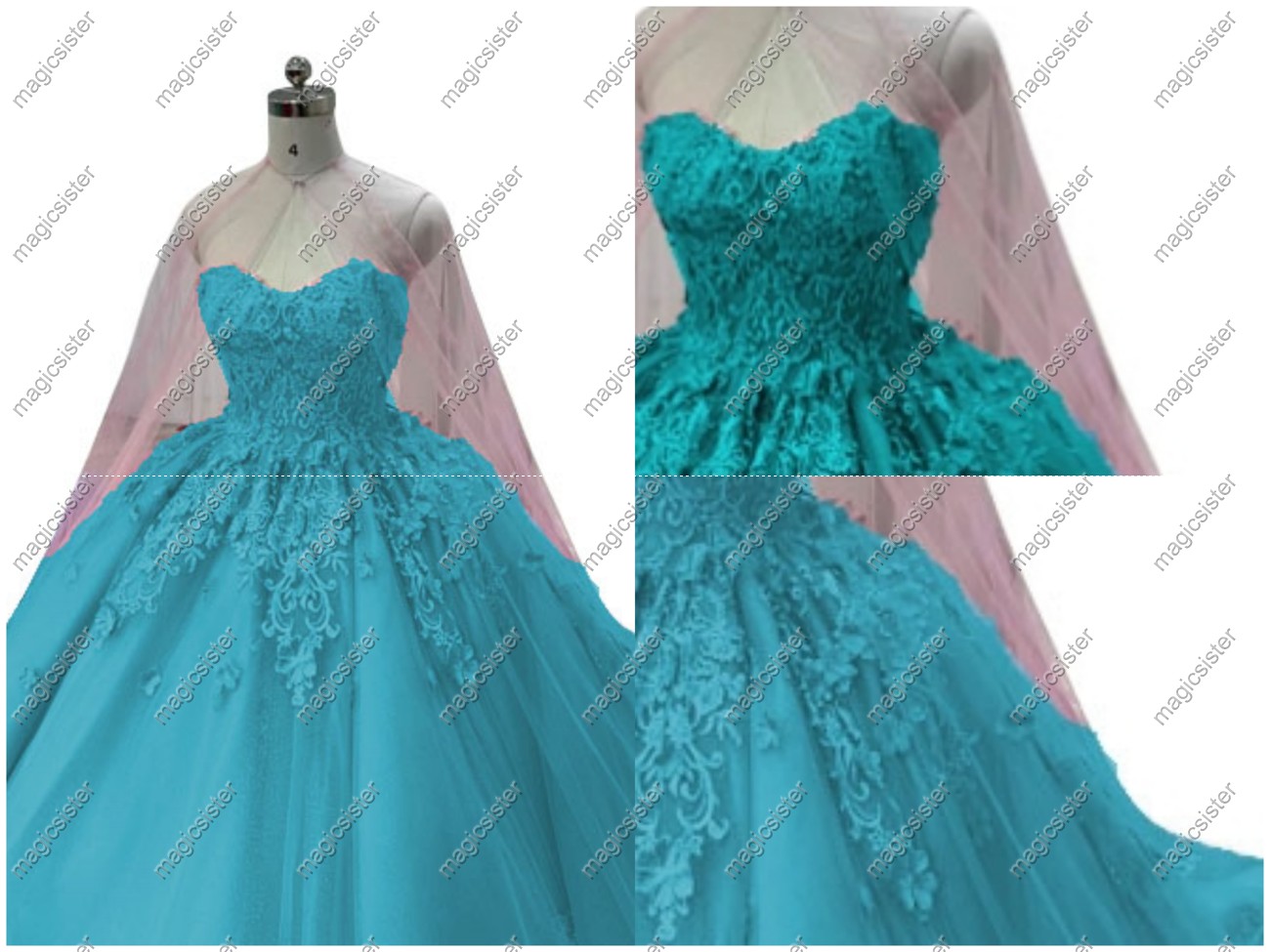 Factory wholesale applique shawl sleeve quinceanera dress