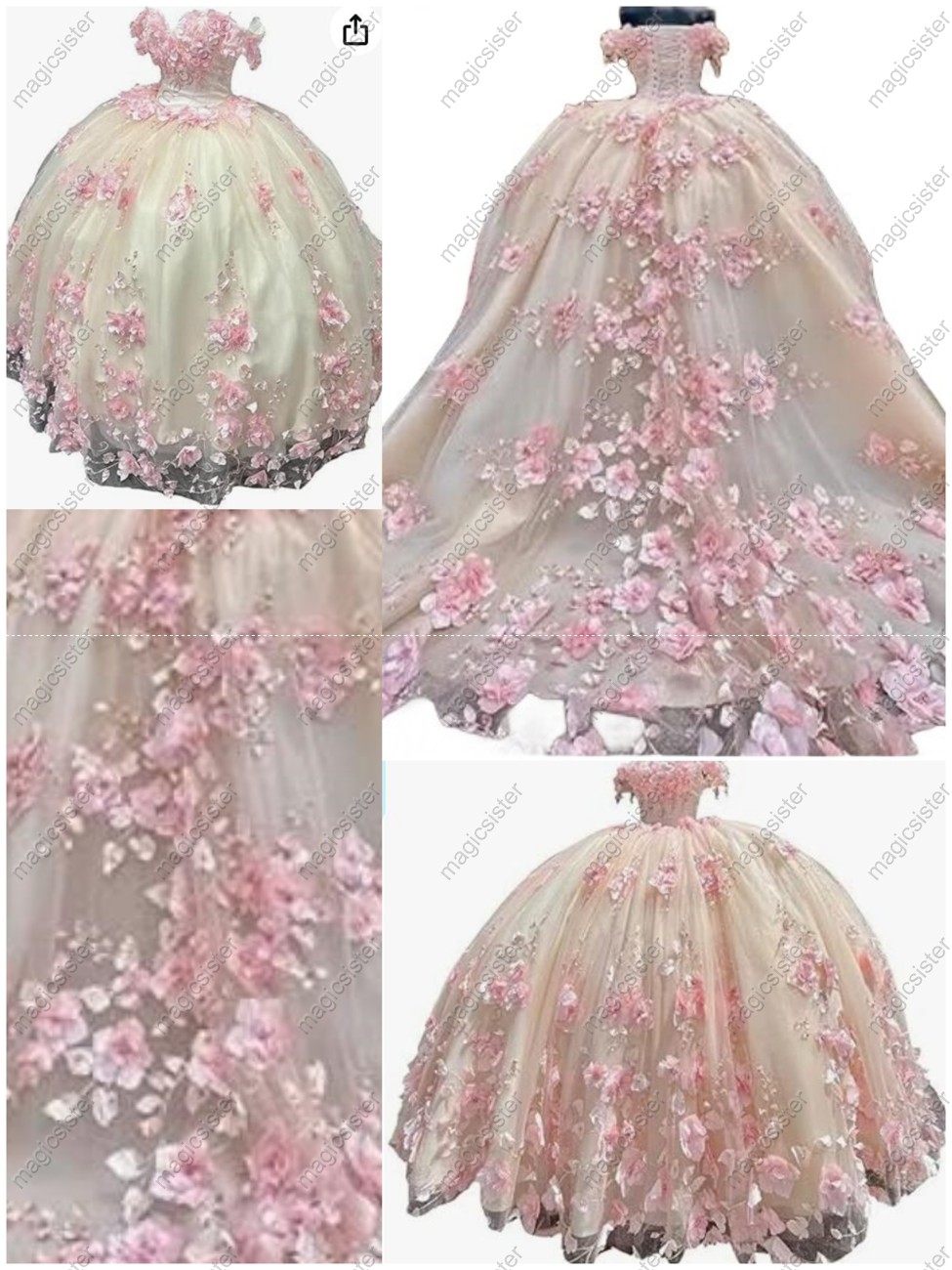 blush Luxury Factory Wholesale 3D Flower Quinceanera Dress