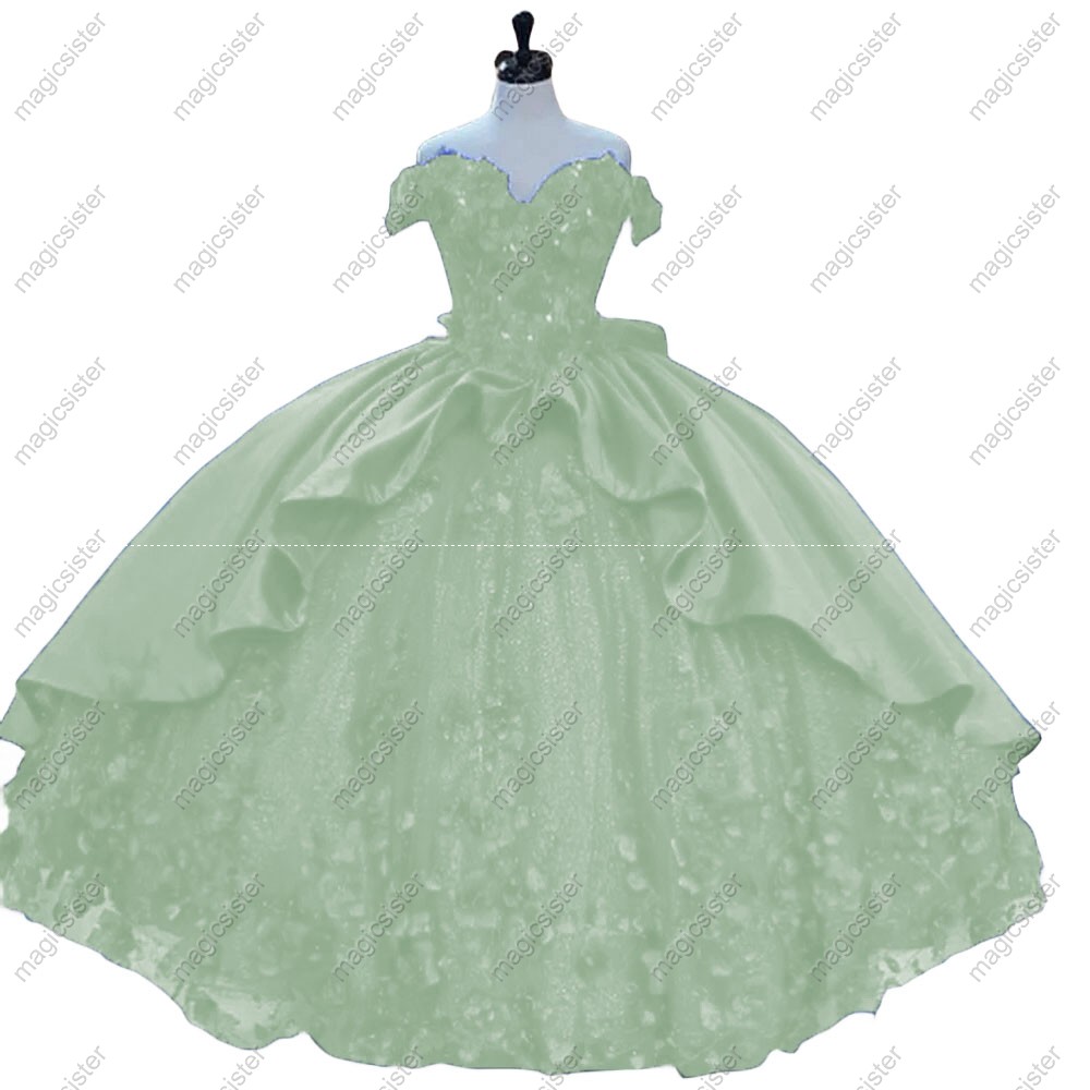 Sage Factory Wholesale Luxury 3D Floral Quinceanera Dress
