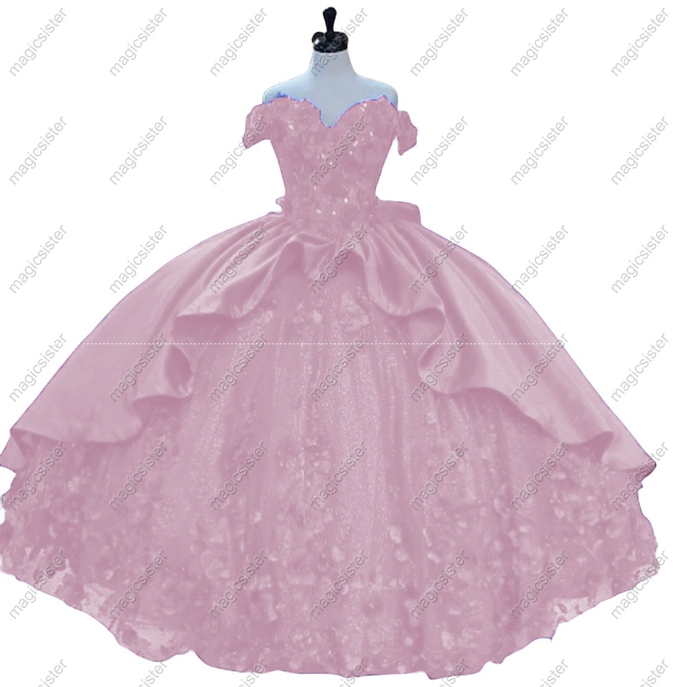 blush Factory Wholesale Luxury 3D Floral Quinceanera Dress