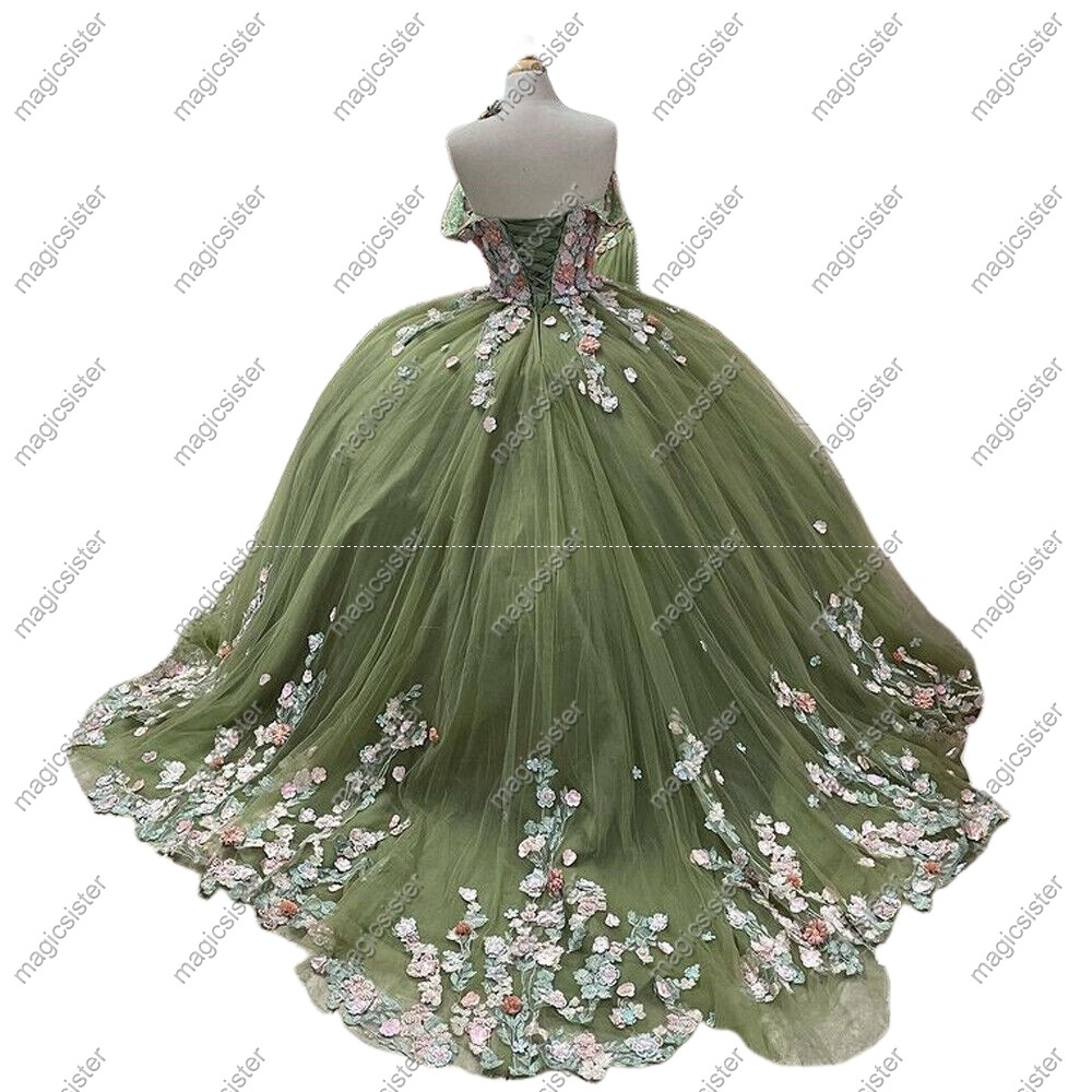 Sage Factory wholesale 3D flower backless quinceanera dress