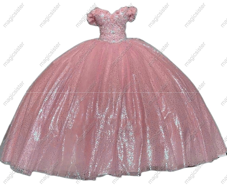 blush Luxury Unique Glitter Quinceanera Dresses