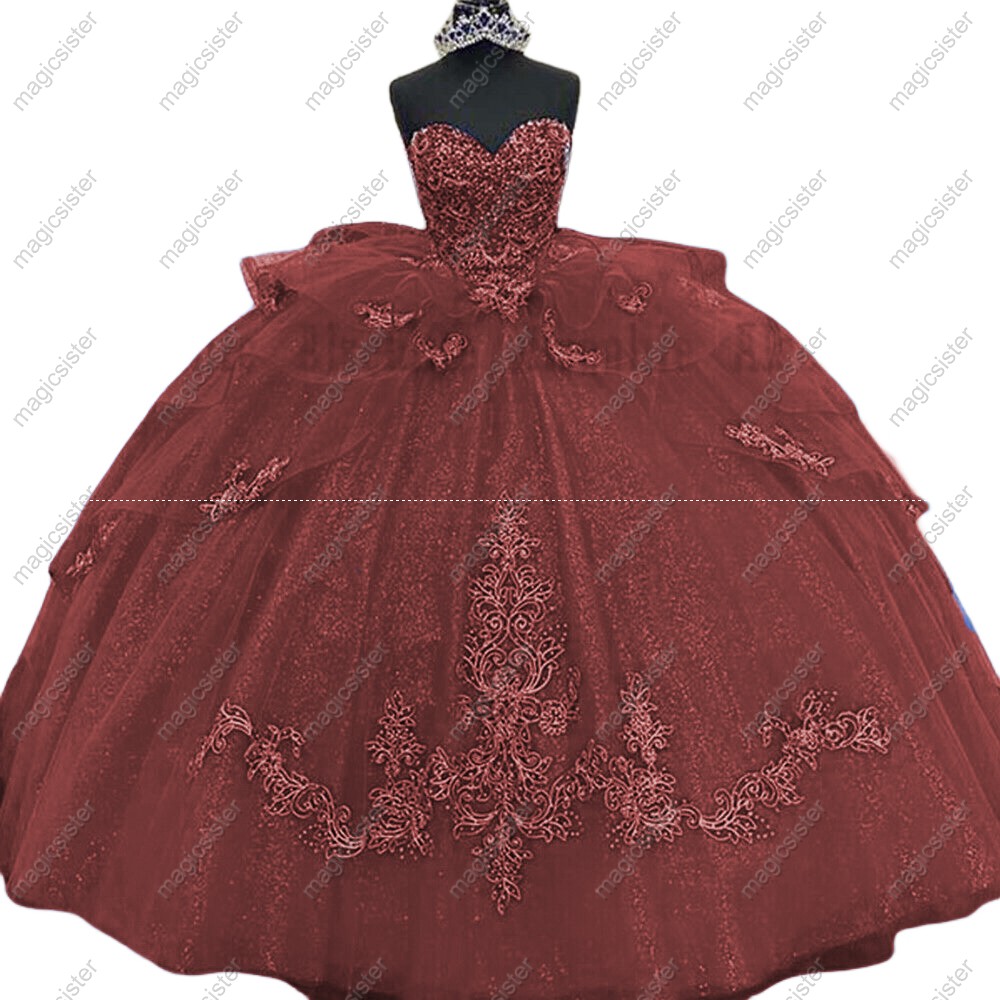 Quinceanera Dresses Tiered Sweetheart Lace Sweet Party Gowns