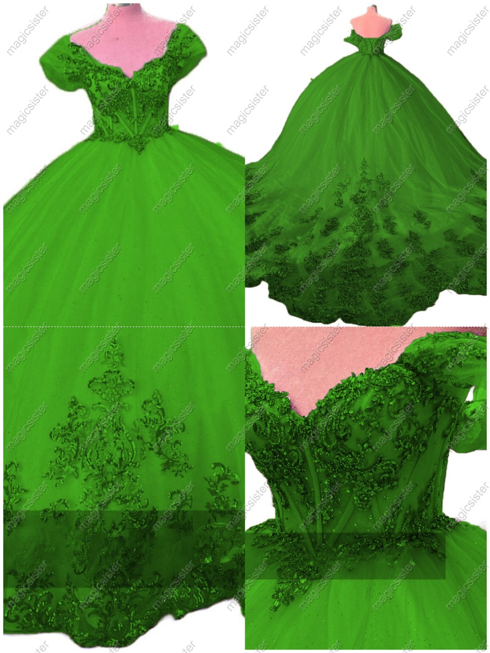 Emerald Green Luxury Instock Factory Wholesale Quninceanera Dress