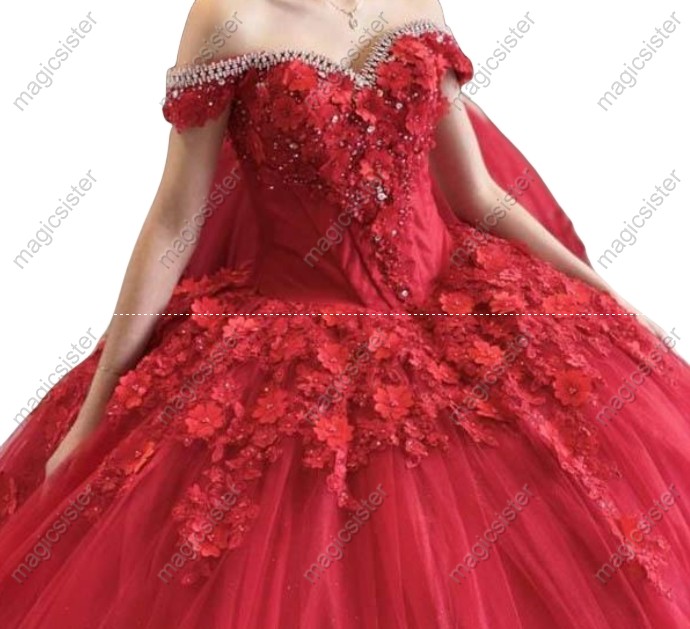 Sparkly Customized 3D Floral Quinceanera Dress