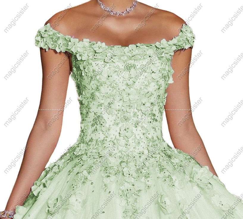 Sage Factory Wholesale Elegant 3D Flower Quinceanera Dress