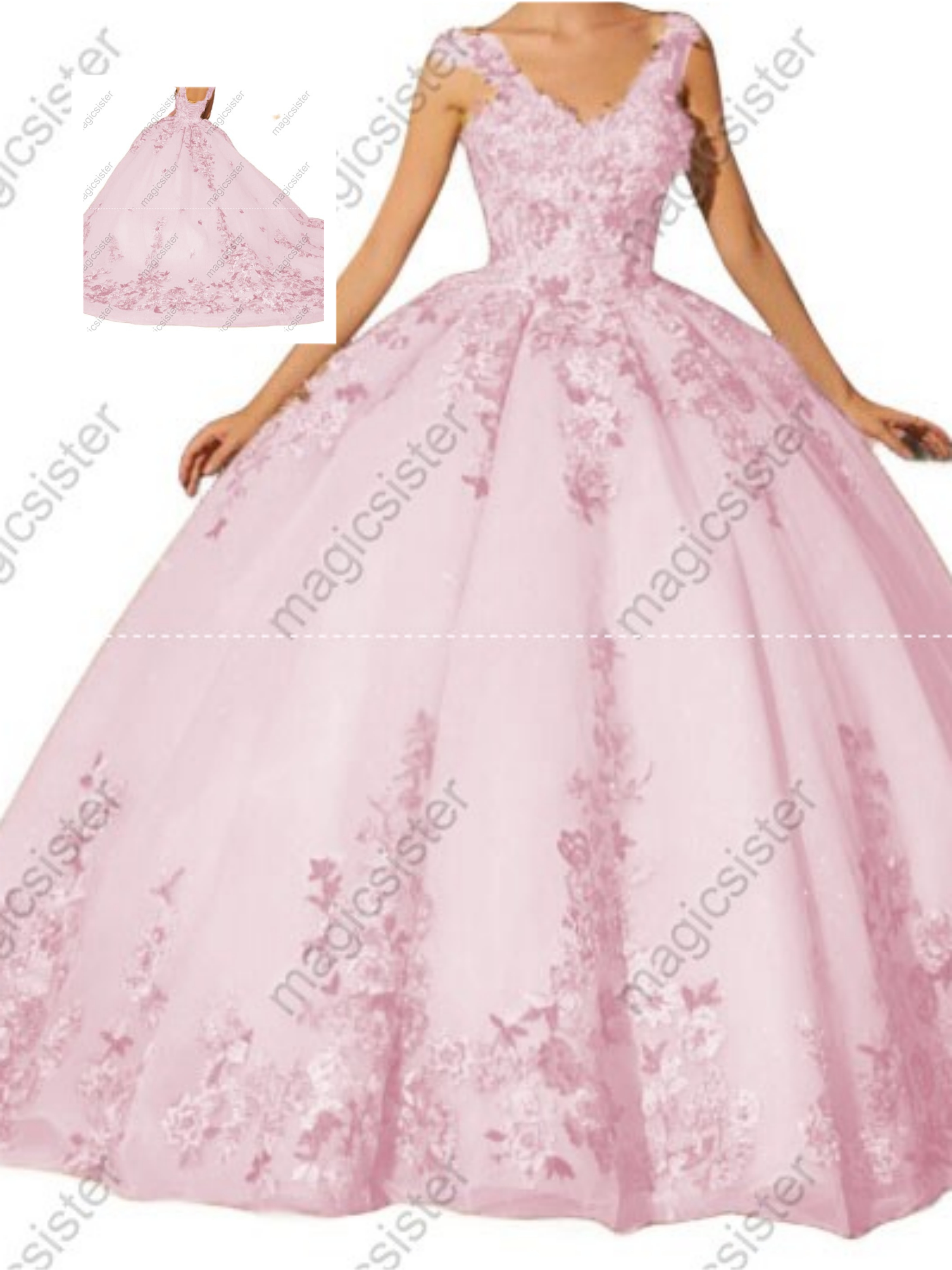 Blush Instock Factory Multicolor Embroidered Floral Quinceanera Dress
