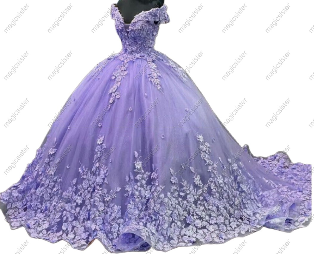 Luxury Hot Sale 3D Flower Lace Quinceanera Dress