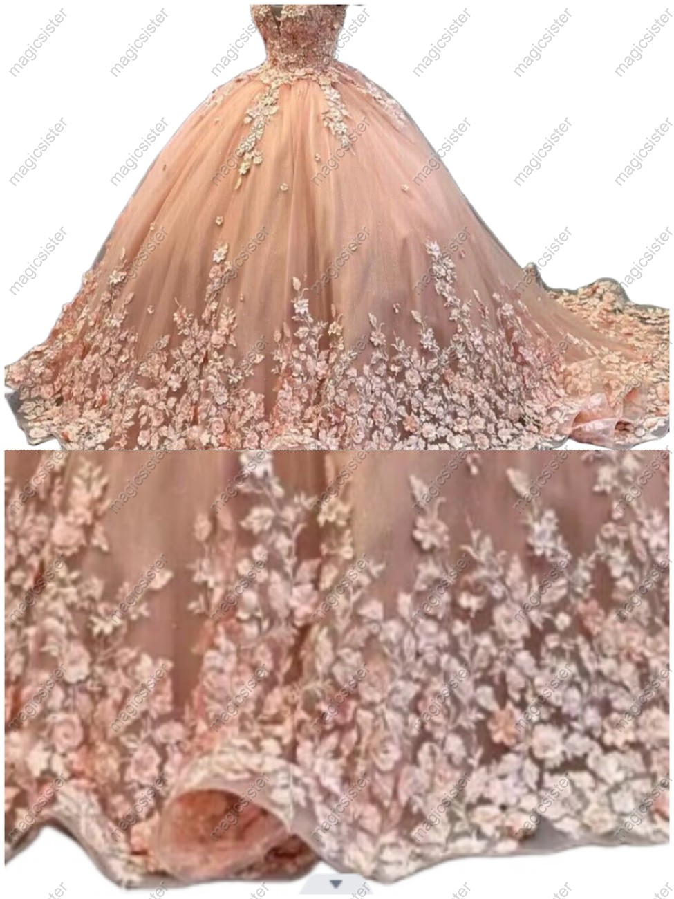 Blush Luxury Hot Sale 3D Flower Lace Quinceanera Dress