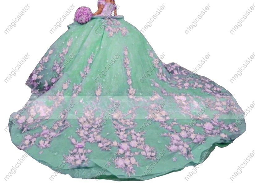 Sage Beautiful Factory Wholesale 3D Flower Quinceanera Dress