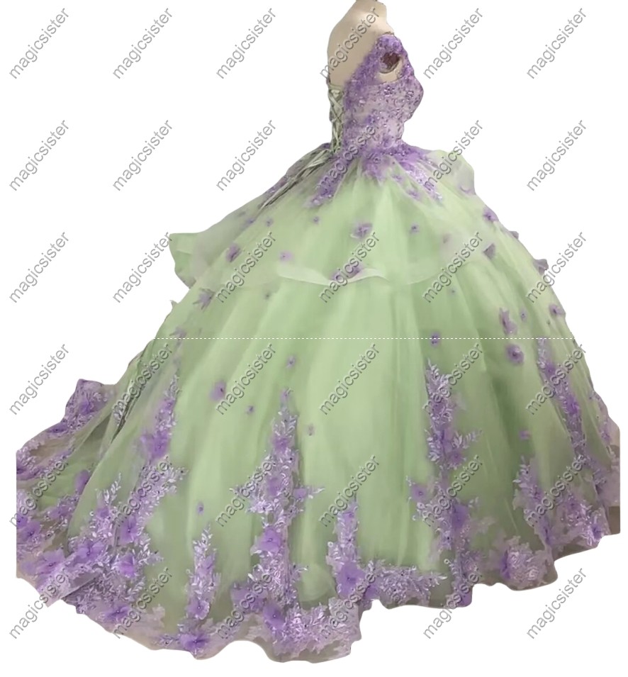 Sage Factory wholesale Customized 3D Floral Quinceanera Dress