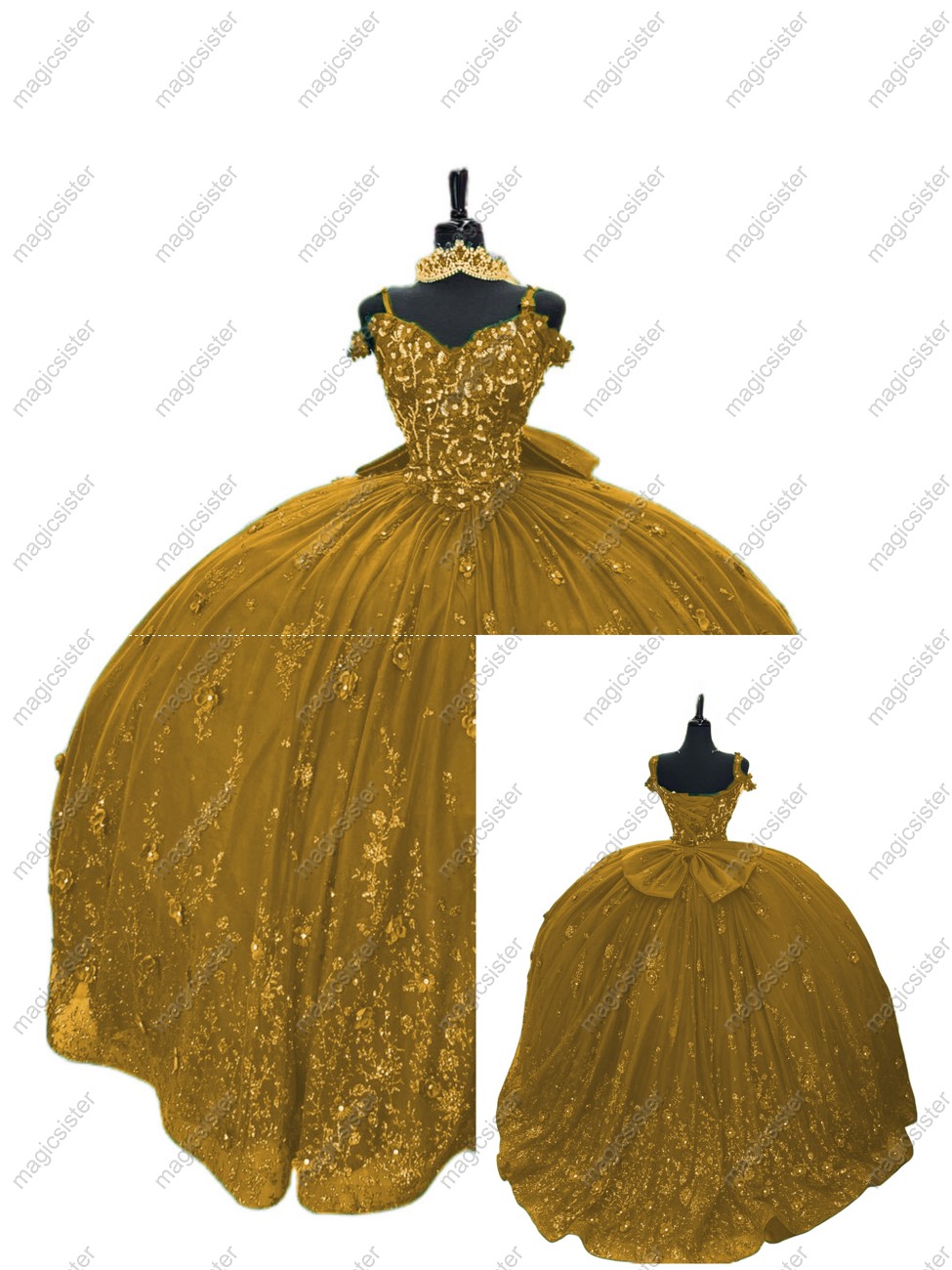 Luxury Factory Wholesale Glitter 3D Flower Quinceanera Dress