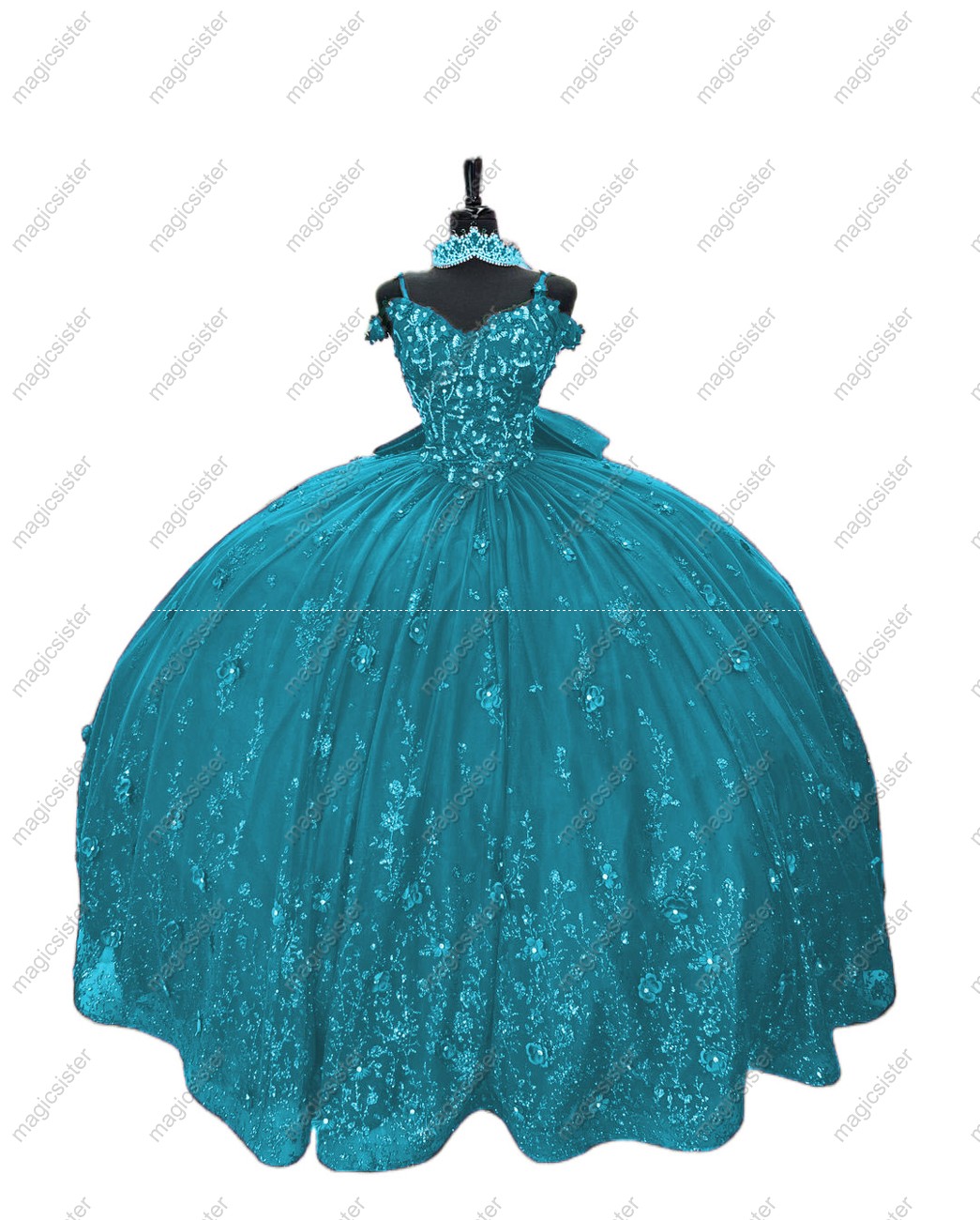 Luxury Factory Wholesale Glitter 3D Flower Quinceanera Dress