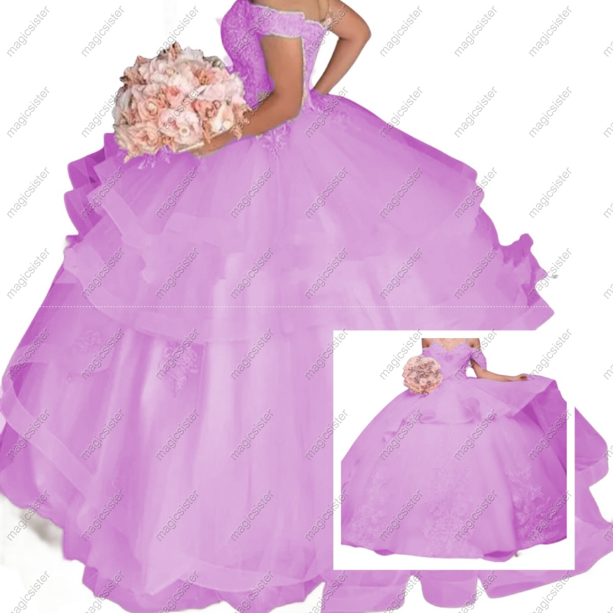 Quinceanera Dress Sweet 16 Girls Off Shoulder Applique Cupcake Layers Ball Gowns Party